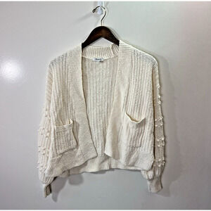 Madewell Womens Open Knit Cardigan Size XXS Cream 3D Dot Sleeve Cottagecore Cozy